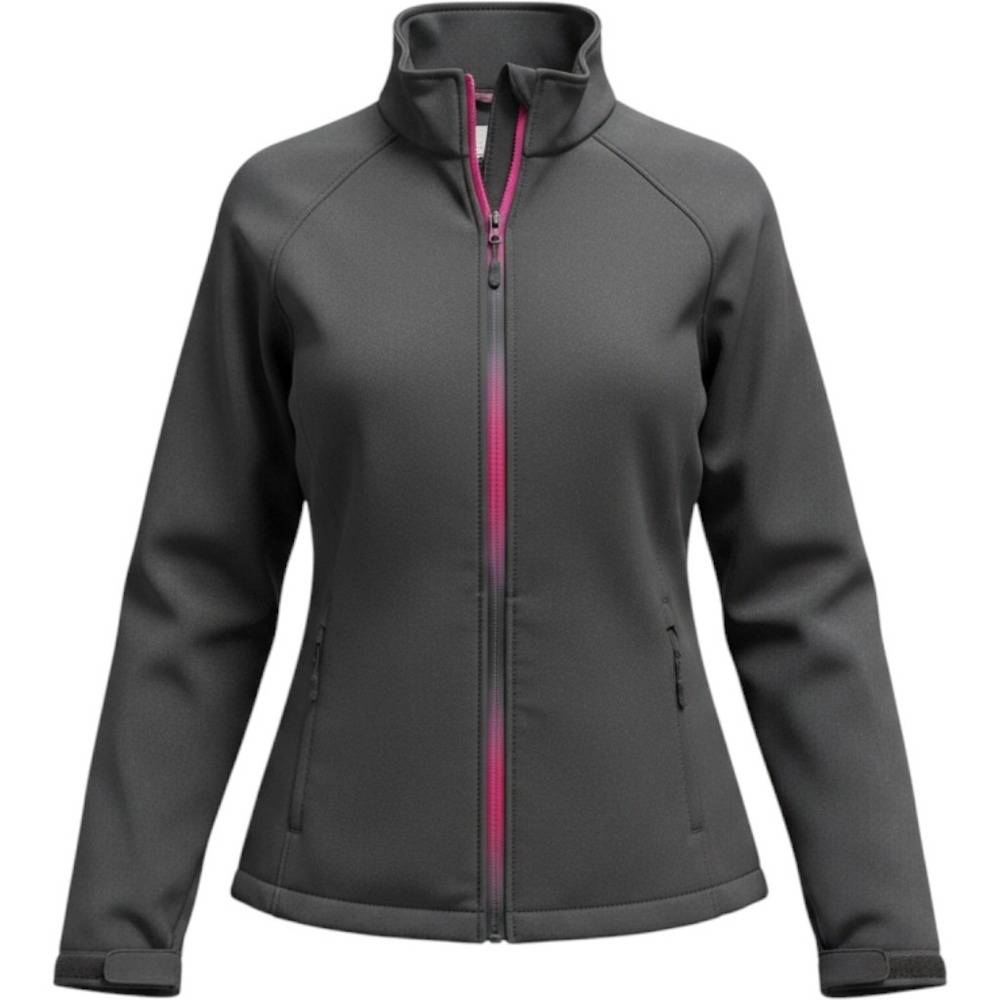 Ideology Womens Softshell Fleece Lined Jacket Grey Pink Full Zip Large 3356